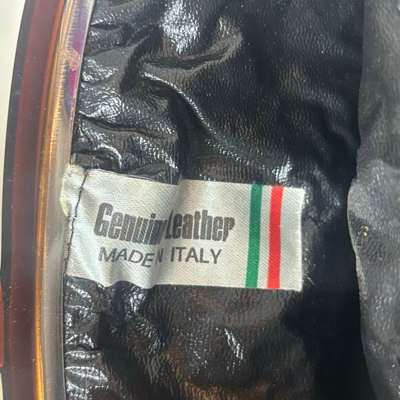 Vintage Black Leather Small Clutch 7” x 5” Snap Closure Made in Italy Clean - Picture 5 of 7